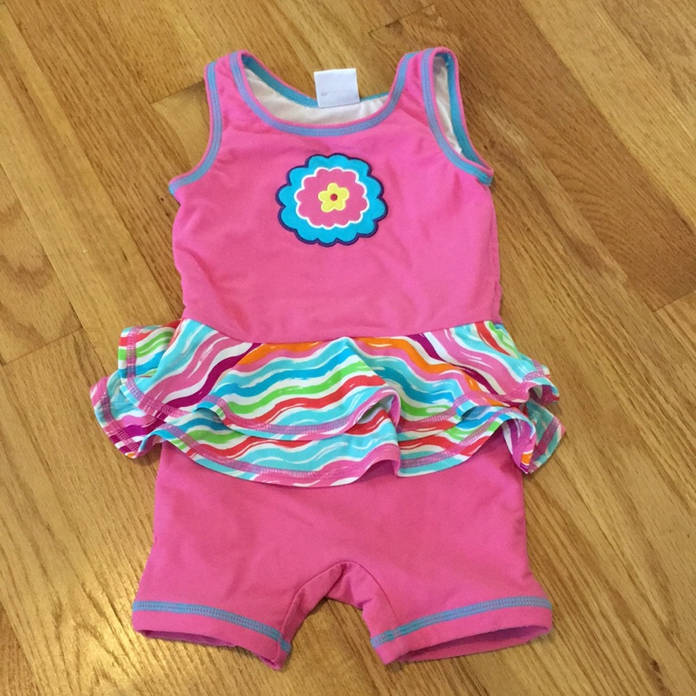 Hanna Andersson pink girl swim suit 70 6-12months